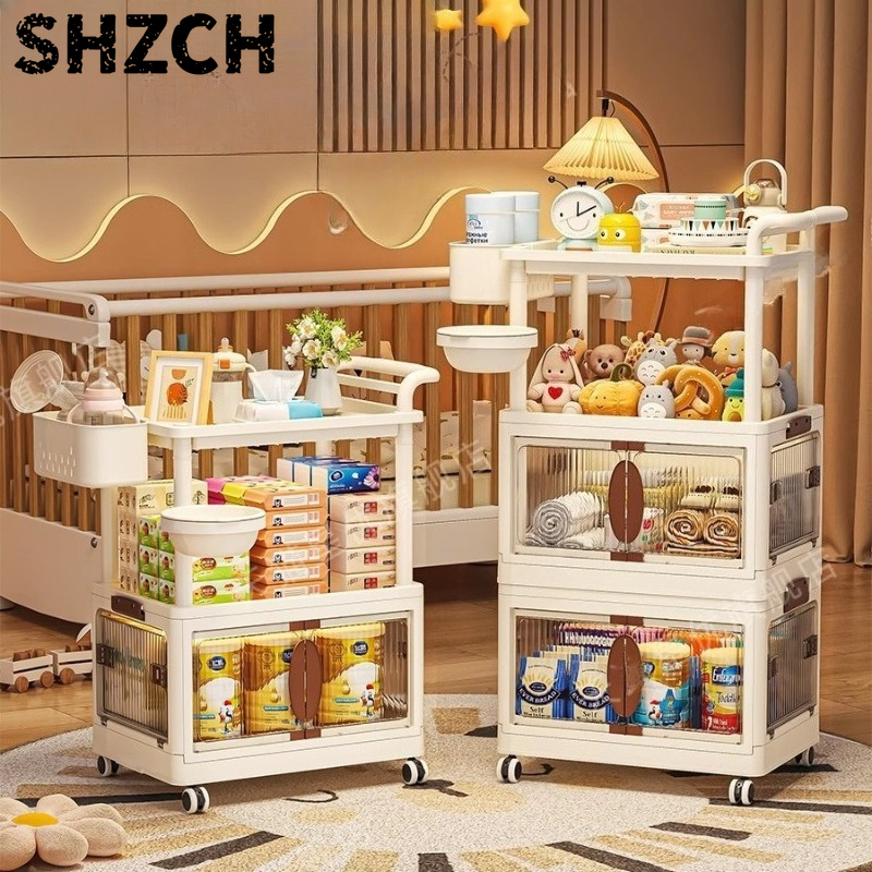 Baby Nursery Cart - Multi-layer Baby Supplies Storage Cart Mobile