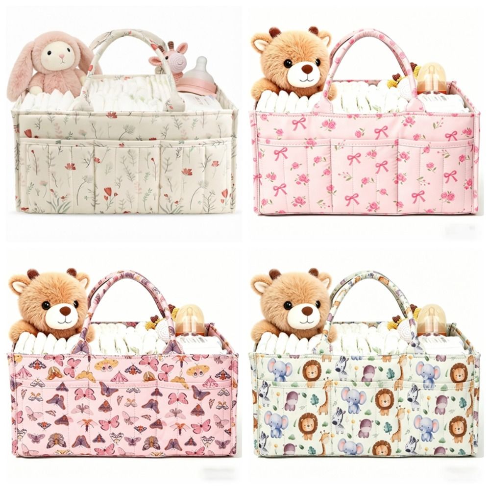 Baby Nursery Essentials - Floral Baby Diaper Caddy Organizer Portable