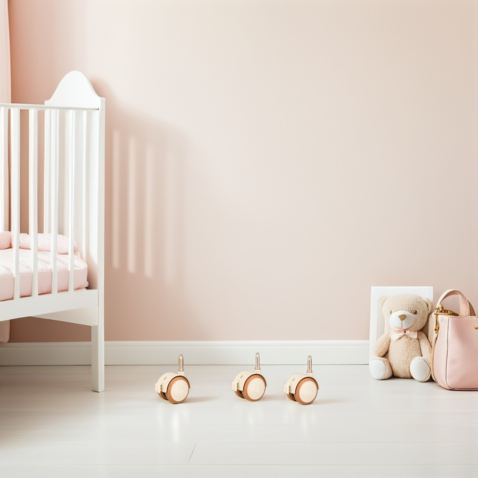 Baby Nursery Cart - 4Pcs Baby Crib Caster Wheels Silent