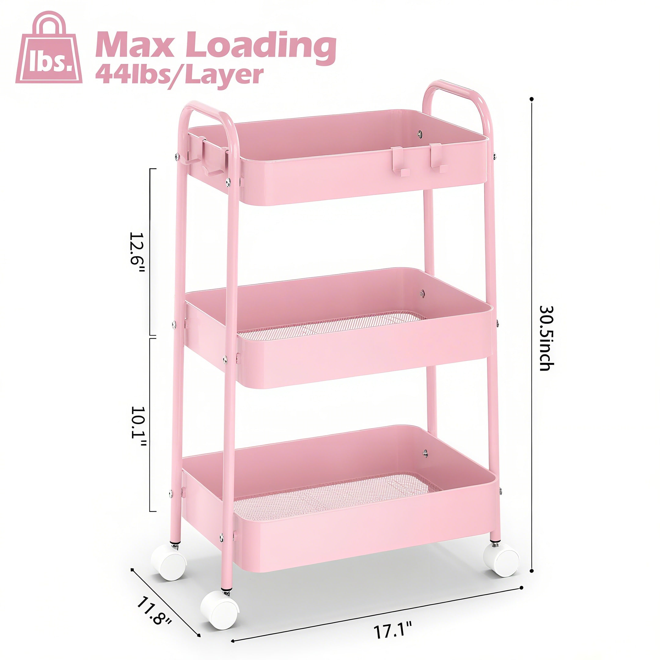 3 Tier Metal Rolling Cart With - Baby Nursery Trolley review and price