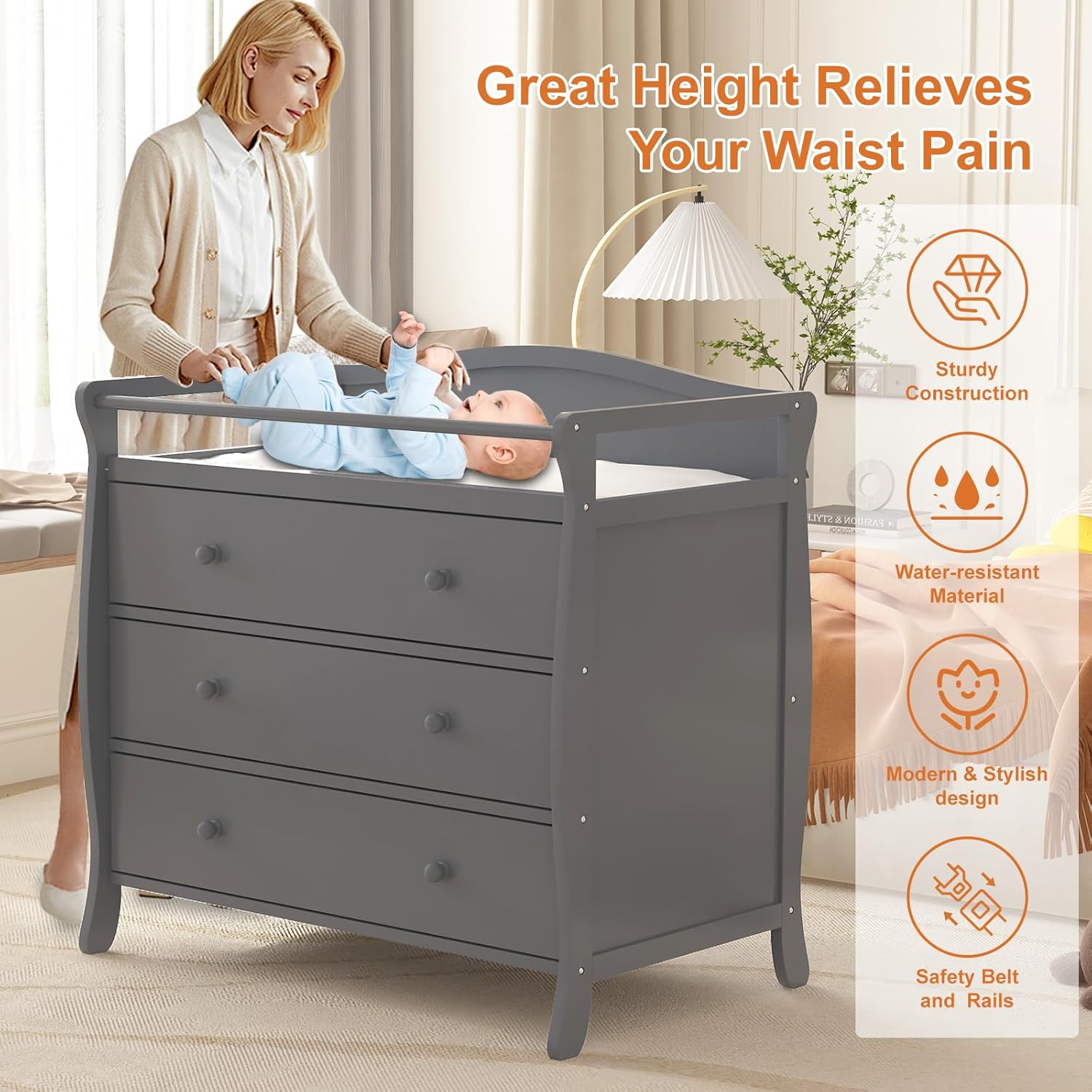 3 Drawers Baby Changing Table  - Baby Nursery Table review and price