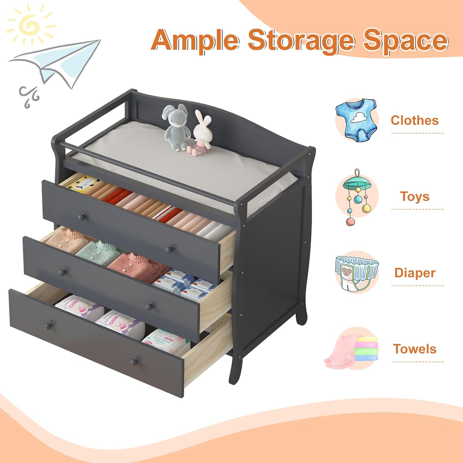 3 Drawers Baby Changing Table  - Baby Nursery Table review and price
