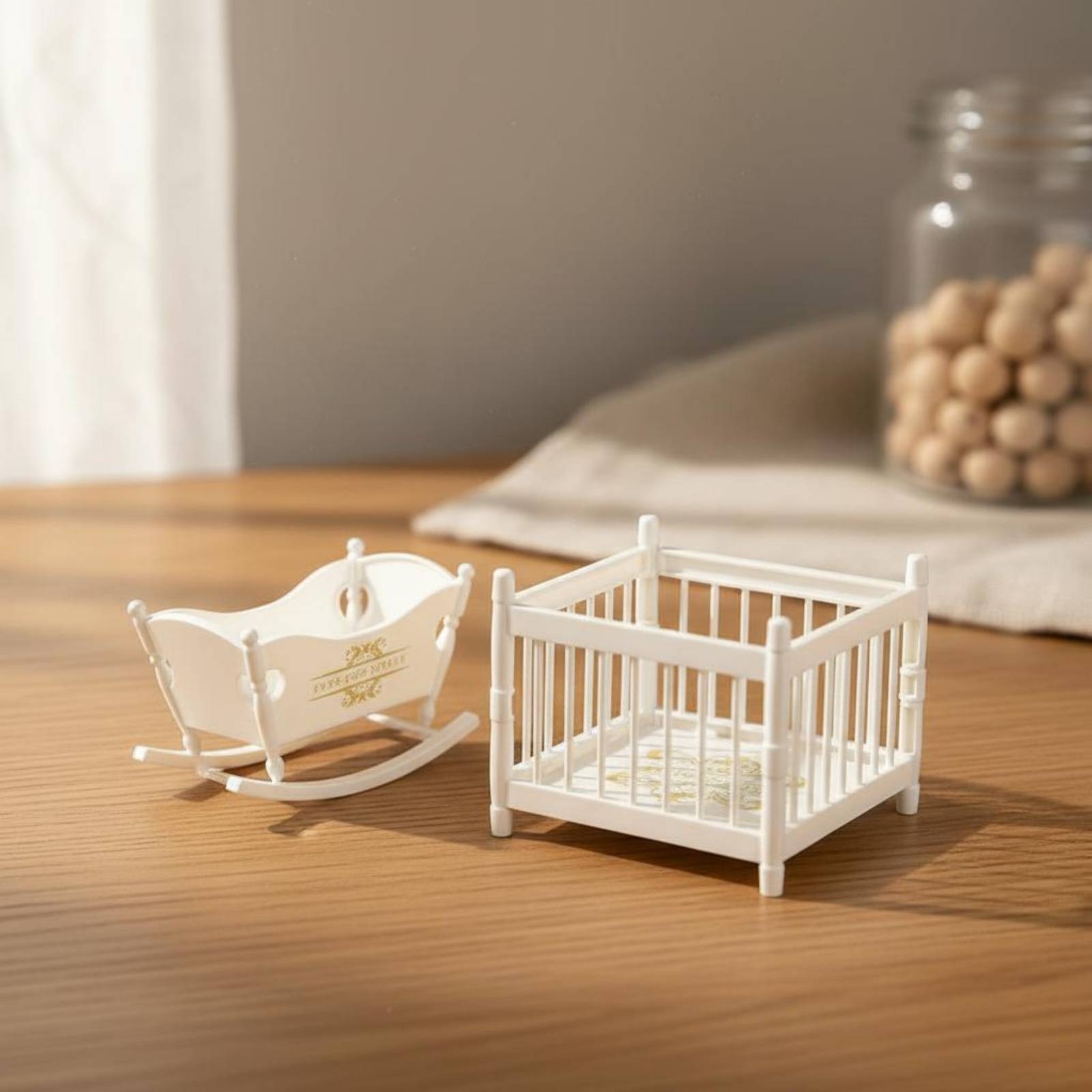 2 Pieces Miniature Cradle and  - Baby Nursery Furniture Sets review and price