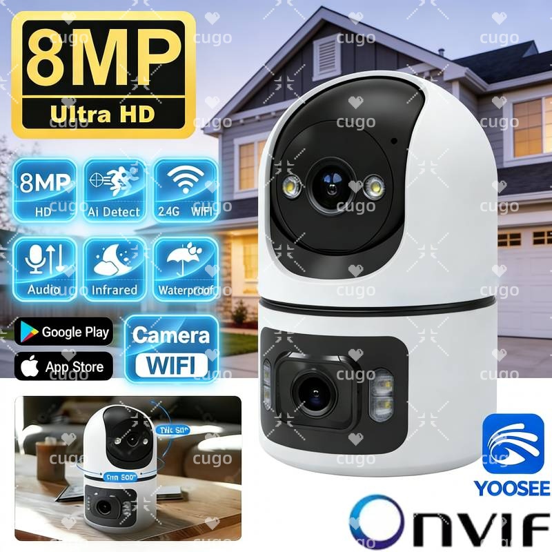 8MP WiFi IP Camera Dual Lens B - Baby Monitor Split Screen review and price