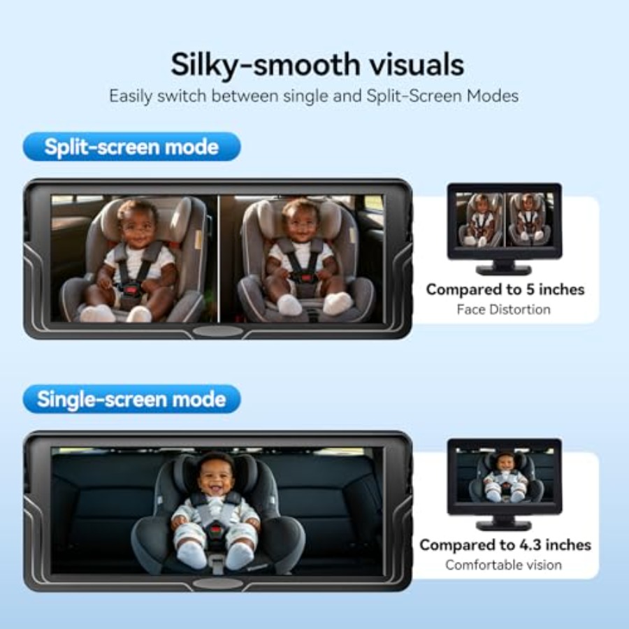 Dual baby car camera for 2 kid - Baby Monitor Split Screen review and price