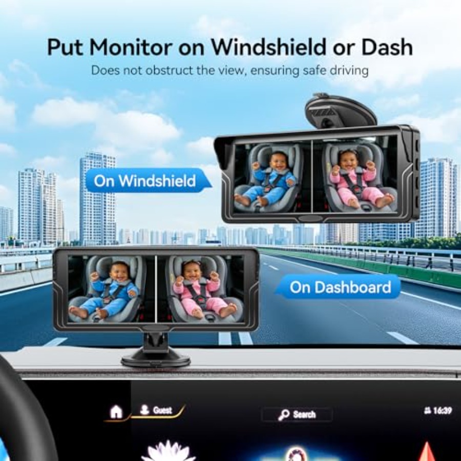 Dual baby car camera for 2 kid - Baby Monitor Split Screen review and price