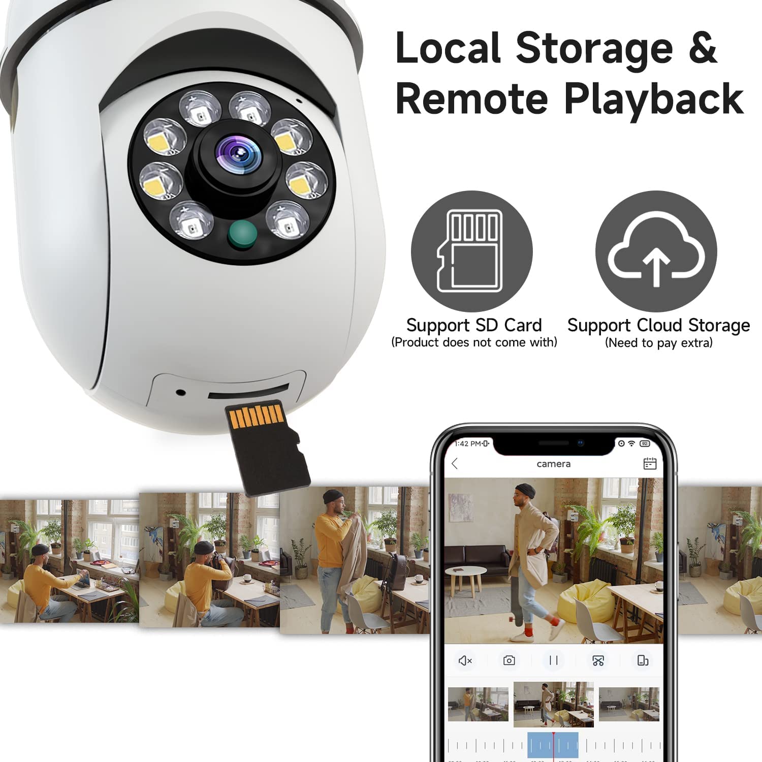 8MP E27 Bulb Surveillance Came - Baby Monitor Split Screen review and price