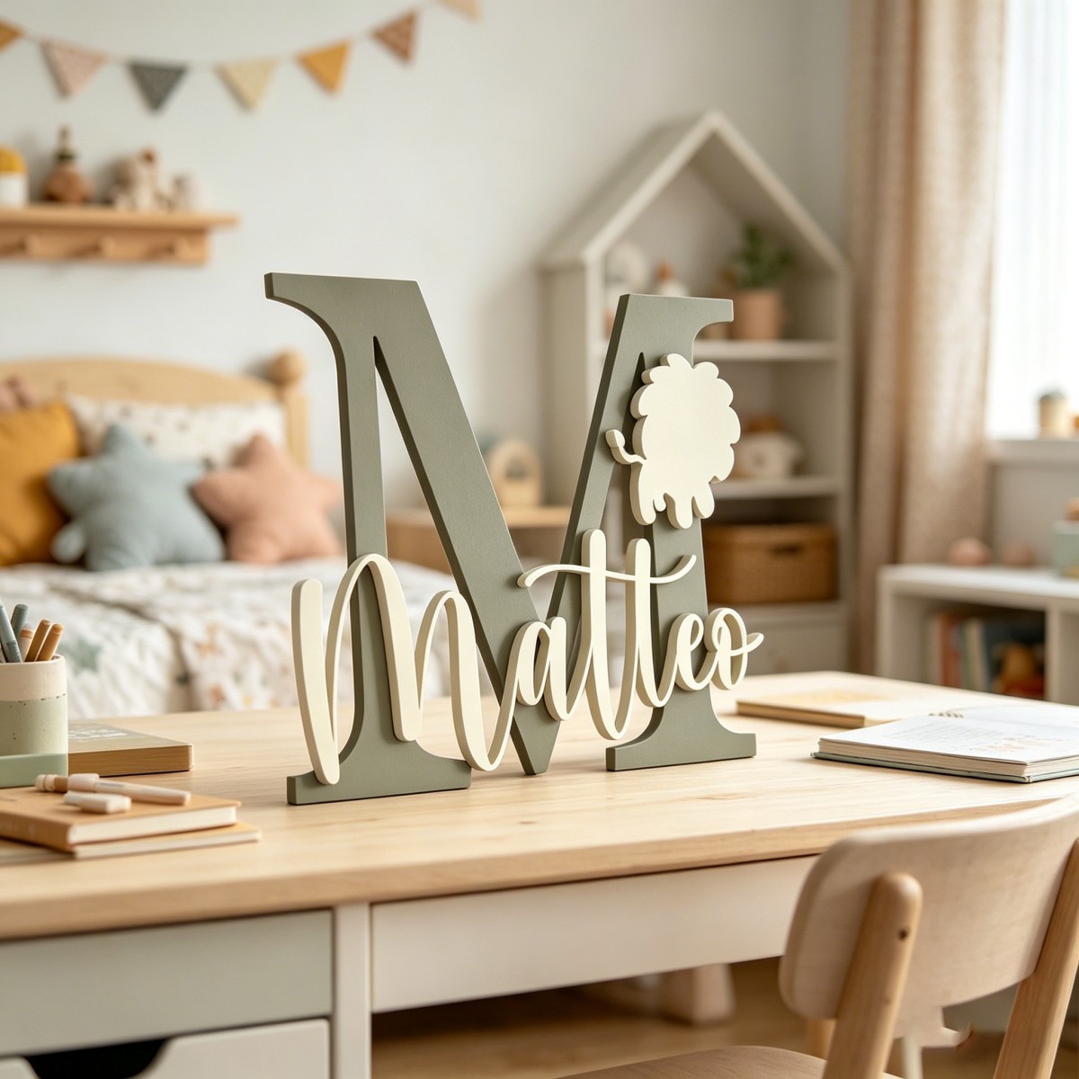 1Pc Custom Lion Name & Initial - Baby Nursery Name review and price