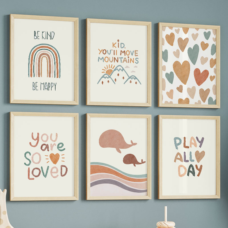 Cartoon Ocean WhaleRainbow Hea - Baby Nursery Quotes Wall Art review and price