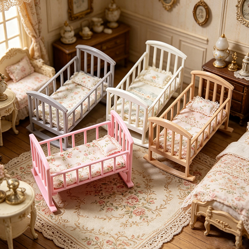 1:12 Dollhouse Mini Baby Crib  - Baby Nursery Furniture Sets review and price